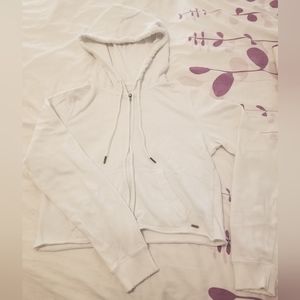 Hollister - White Cropped Hoodie with Zipper